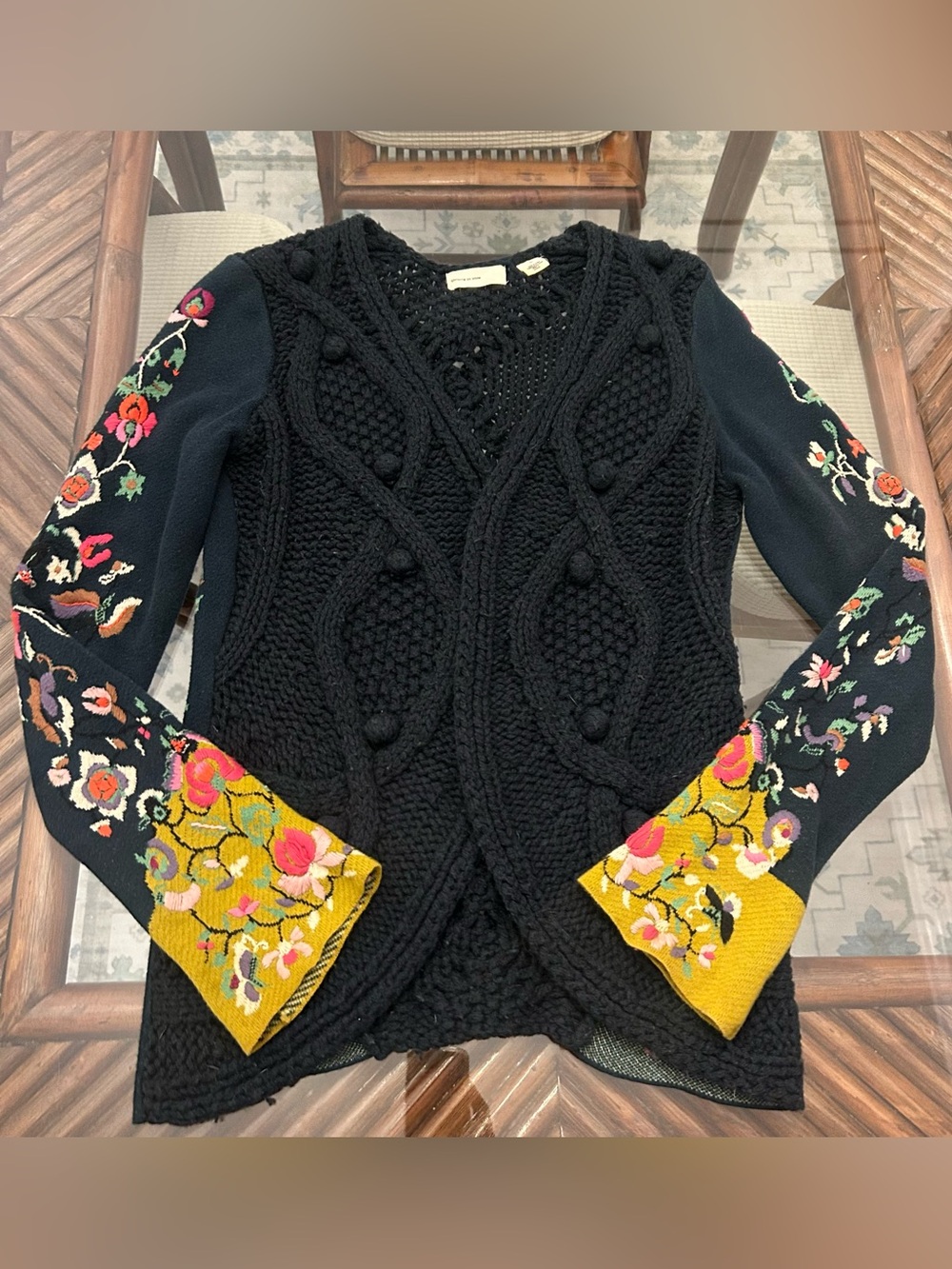 Anthropologie knit flower sweater size S
